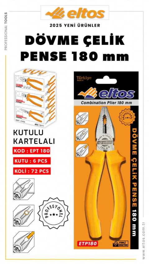 ELTOS DÖVME ÇELİK PENSE 180 MM (VAKUMLU)