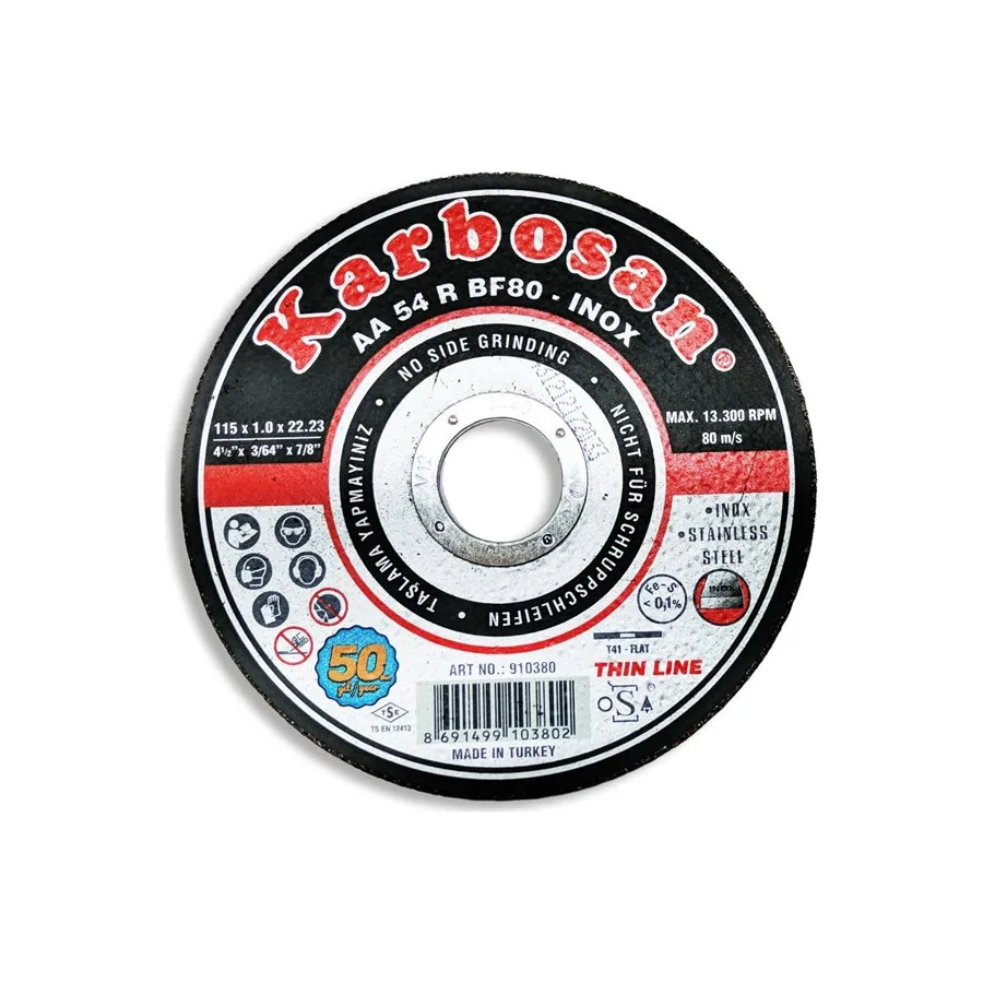 KARBOSAN K.TAŞI NK DÜZ 115 x 2.5 x 22 İNOX (25AD)