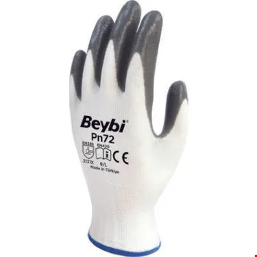 Beybi Polys.Nitril Eldiven Pn72 Beyaz-Gri 9