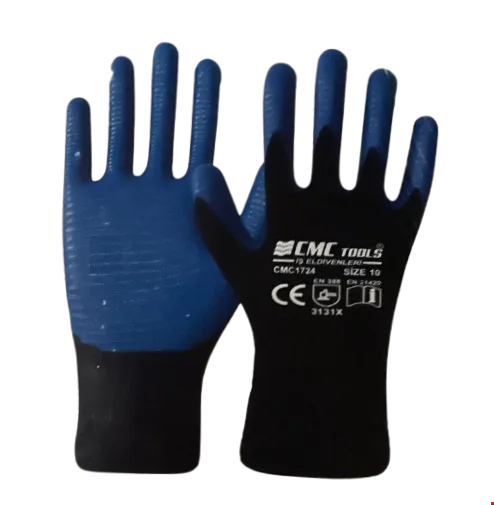 CMC 1724 Zebra Eldiven 1/2 Siyah -Mavi