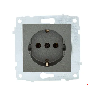 Ovivo 600-000311-217 Topraklı Priz Modül+Kapak Füme