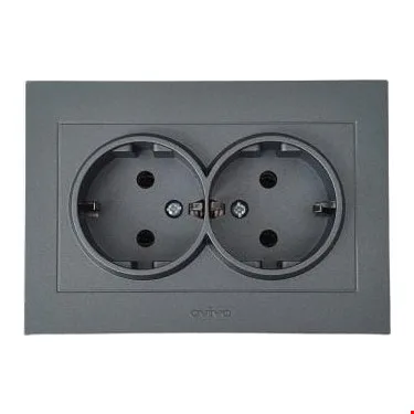 Ovivo 600-000311-907 İkili Topraklı Priz Modül + Kapak Füme