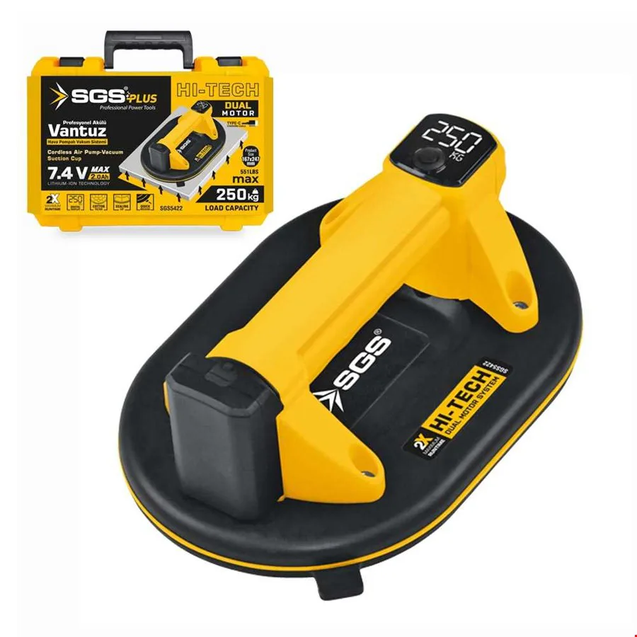 SGS 5422 Akülü Vakumlu Vantuz 7.4V 2.0Ah (250 Kg)