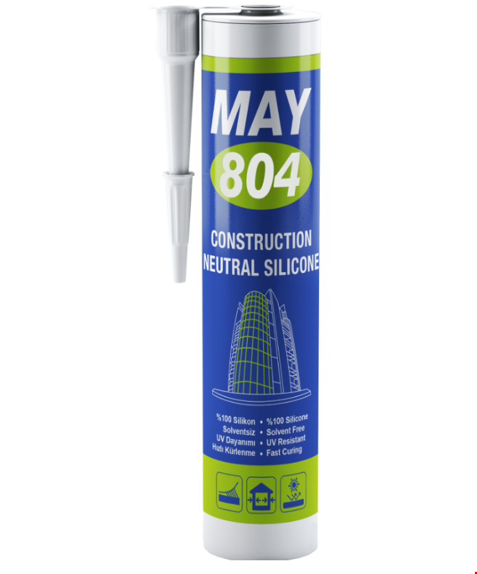 MAY 804 Nötral İnşaat Silikonu Şeffaf 310ml