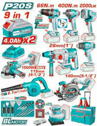 TOTAL AVANTAJ 9 LU SET - MATKAP, SOMUN SÖKME, IŞIK, KIRICI, TAŞLAMA, SICAK HAVA TABANCASI, ÜFLEME, DAİRE TESTERE