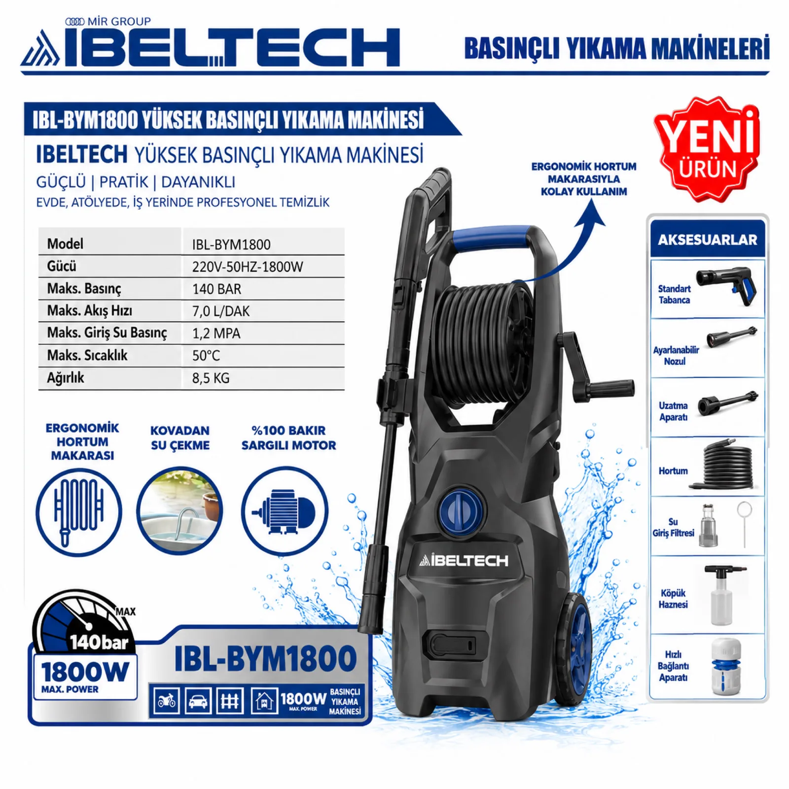 İBELTECH BASINÇLI YIKAMA MAKİNA 140 BAR