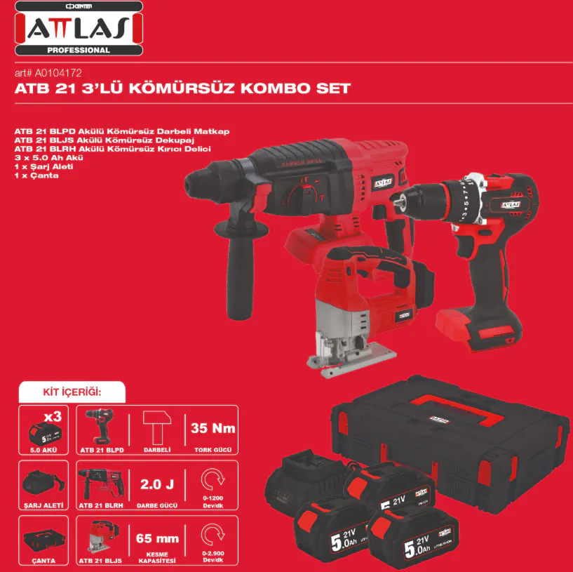ATTLAS ATB 21 3 LÜ KÖMÜRSÜZ KOMBO SET