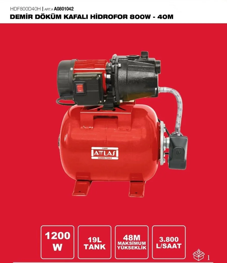 ATTLAS HDF800D40H DEMİR DÖKÜM HİDROFOR 800W