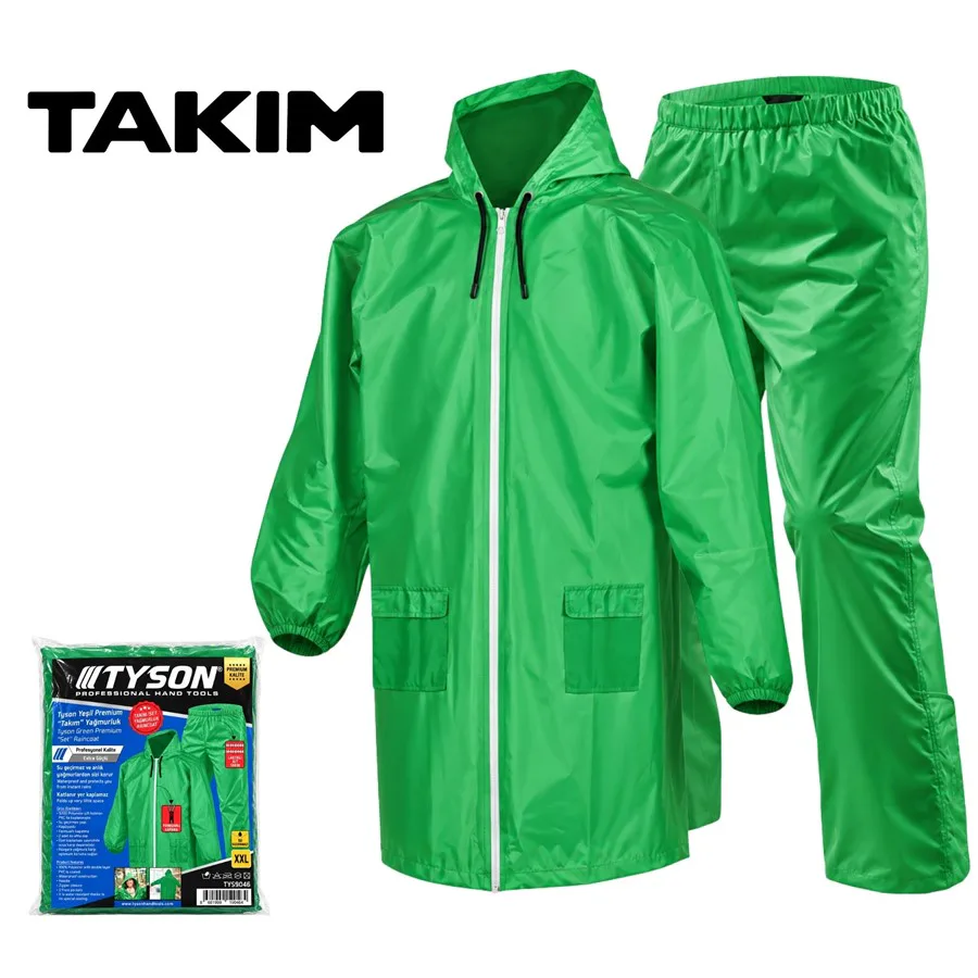TYSON PREMIUM "TAKIM YAĞMURLUK YEŞİL" (FERMUARLI)