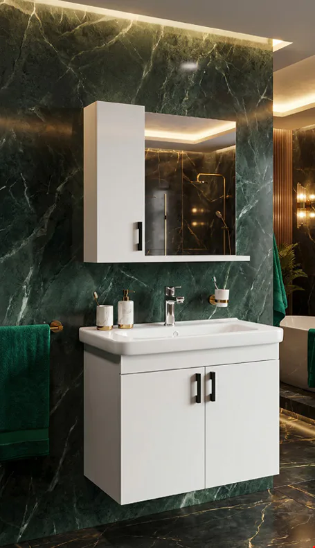 Fiba Asena Banyo Dolabı Beyaz 65 Cm