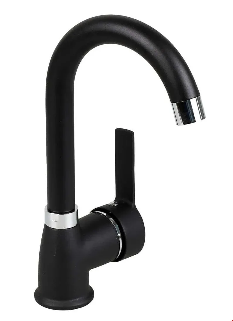 Aura Mix Kuğu Lavabo Bataryası Siyah
