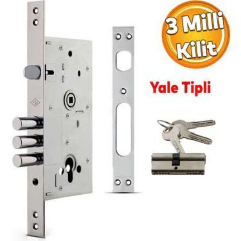 KALE 252RSN MONOBLOK ÇELIK KAPI KILIDI SN68 SILINDIRLI SATEN