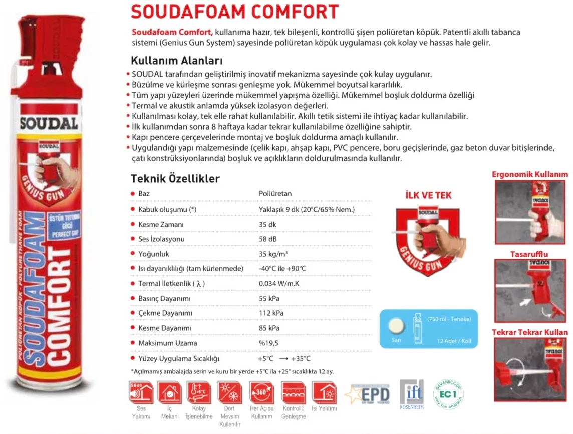 SOUDAL 750 ML COMFORT KÖPÜK 1K VALFLİ(12)