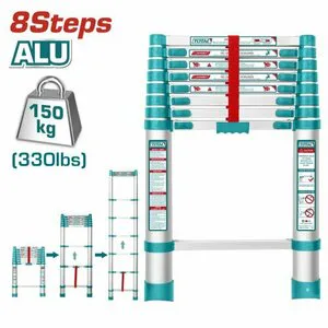 TOTAL ALÜMİNYUM TELESKOPİK 8 BASAMAK MERDİVEN